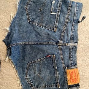 Levi distressed blue jean shorts